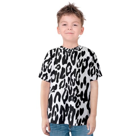 Black And White Leopard Skin Kids  Cotton Tee by Amaryn4rt