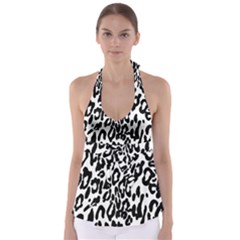 Black And White Leopard Skin Babydoll Tankini Top