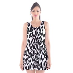 Black And White Leopard Skin Scoop Neck Skater Dress