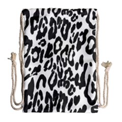 Black And White Leopard Skin Drawstring Bag (large) by Amaryn4rt