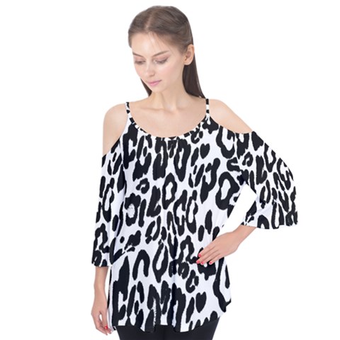 Black And White Leopard Skin Flutter Tees by Amaryn4rt