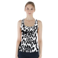 Black And White Leopard Skin Racer Back Sports Top by Amaryn4rt