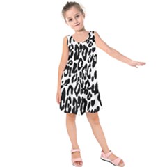 Black And White Leopard Skin Kids  Sleeveless Dress