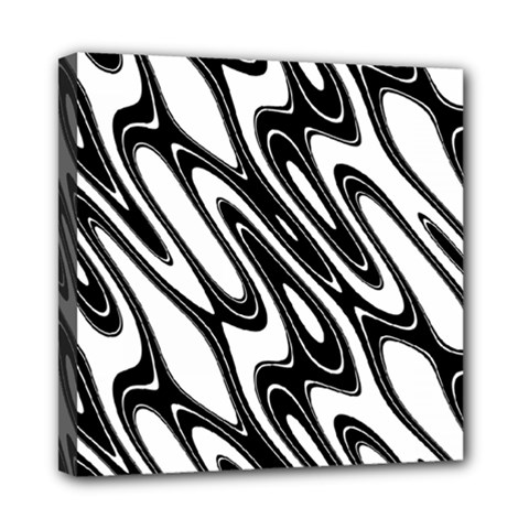 Black And White Wave Abstract Mini Canvas 8  X 8  by Amaryn4rt