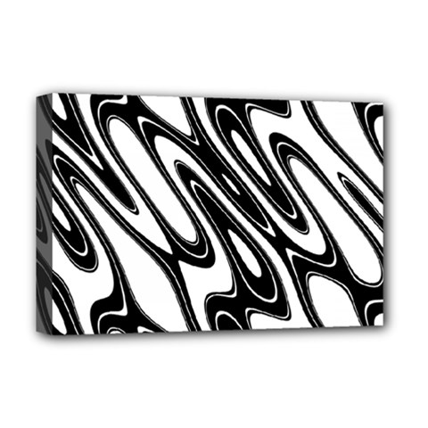 Black And White Wave Abstract Deluxe Canvas 18  X 12   by Amaryn4rt