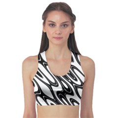 Black And White Wave Abstract Sports Bra by Amaryn4rt