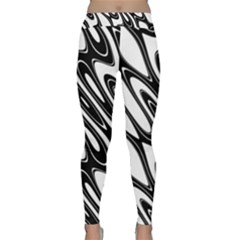 Black And White Wave Abstract Classic Yoga Leggings by Amaryn4rt