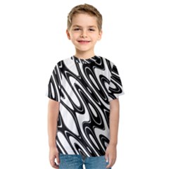 Black And White Wave Abstract Kids  Sport Mesh Tee