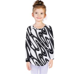 Black And White Wave Abstract Kids  Long Sleeve Tee