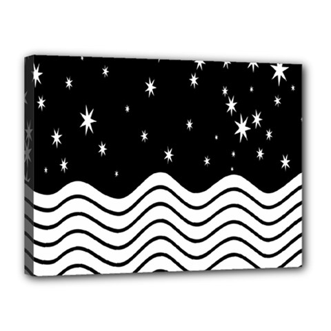 Black And White Waves And Stars Abstract Backdrop Clipart Canvas 16  X 12 