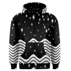 Black And White Waves And Stars Abstract Backdrop Clipart Men s Zipper Hoodie by Amaryn4rt