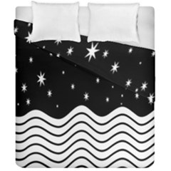 Black And White Waves And Stars Abstract Backdrop Clipart Duvet Cover Double Side (california King Size) by Amaryn4rt