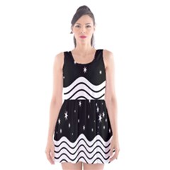 Black And White Waves And Stars Abstract Backdrop Clipart Scoop Neck Skater Dress by Amaryn4rt