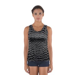 Black White Crocodile Background Women s Sport Tank Top  by Amaryn4rt