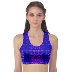 Blue And Pink Pixel Pattern Sports Bra by Amaryn4rt