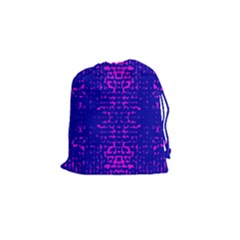 Blue And Pink Pixel Pattern Drawstring Pouches (small)  by Amaryn4rt