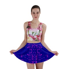 Blue And Pink Pixel Pattern Mini Skirt by Amaryn4rt