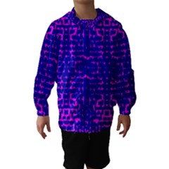 Blue And Pink Pixel Pattern Hooded Wind Breaker (kids)