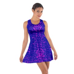 Blue And Pink Pixel Pattern Cotton Racerback Dress