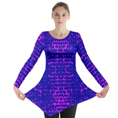 Blue And Pink Pixel Pattern Long Sleeve Tunic 