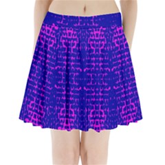 Blue And Pink Pixel Pattern Pleated Mini Skirt