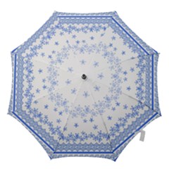 Blue And White Floral Background Hook Handle Umbrellas (large)