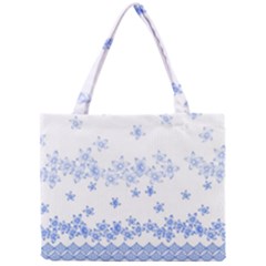 Blue And White Floral Background Mini Tote Bag by Amaryn4rt