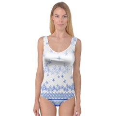 Blue And White Floral Background Princess Tank Leotard 