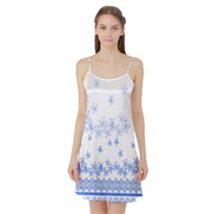 Blue And White Floral Background Satin Night Slip