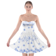 Blue And White Floral Background Strapless Bra Top Dress by Amaryn4rt