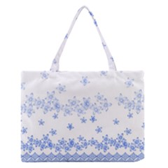 Blue And White Floral Background Medium Zipper Tote Bag