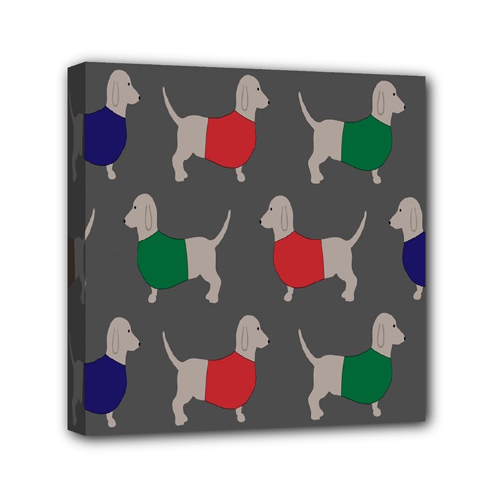 Cute Dachshund Dogs Wearing Jumpers Wallpaper Pattern Background Mini Canvas 6  x 6 