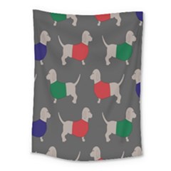 Cute Dachshund Dogs Wearing Jumpers Wallpaper Pattern Background Medium Tapestry