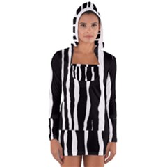 Zebra Background Pattern Women s Long Sleeve Hooded T-shirt by Amaryn4rt