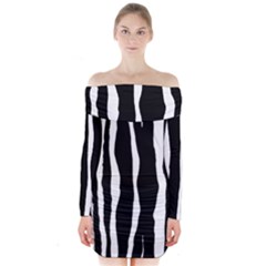 Zebra Background Pattern Long Sleeve Off Shoulder Dress by Amaryn4rt