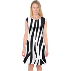 Seamless Zebra A Completely Zebra Skin Background Pattern Capsleeve Midi Dress