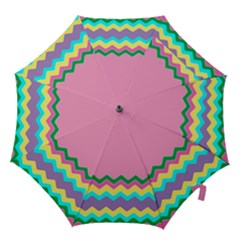 Easter Chevron Pattern Stripes Hook Handle Umbrellas (large) by Amaryn4rt