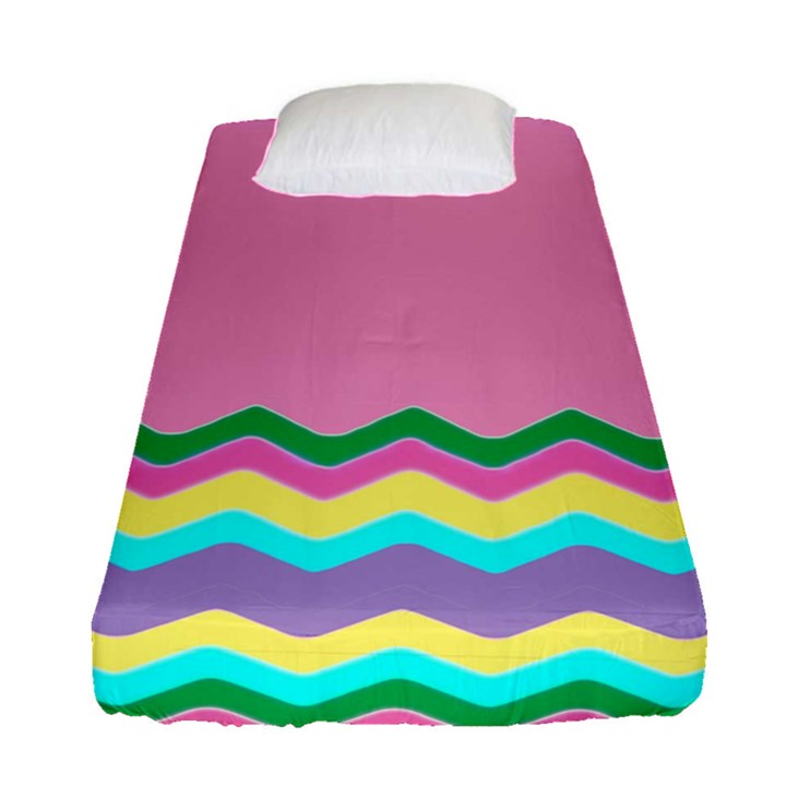 Easter Chevron Pattern Stripes Fitted Sheet (Single Size)