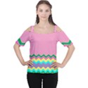 Easter Chevron Pattern Stripes Women s Cutout Shoulder Tee View1