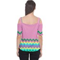 Easter Chevron Pattern Stripes Women s Cutout Shoulder Tee View2