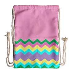 Easter Chevron Pattern Stripes Drawstring Bag (large)