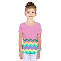 Easter Chevron Pattern Stripes Kids  One Piece Tee