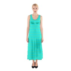 Clovers On Blue Sleeveless Maxi Dress by PhotoNOLA