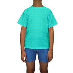 Clovers On Blue Kids  Short Sleeve Swimwear