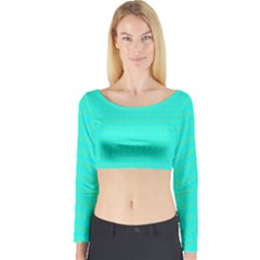 Clovers On Blue Long Sleeve Crop Top