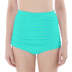 Clovers On Blue High-waisted Bikini Bottoms