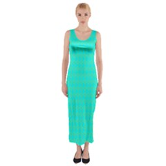 Clovers On Blue Fitted Maxi Dress