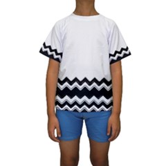 Chevrons Black Pattern Background Kids  Short Sleeve Swimwear