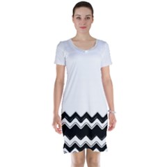 Chevrons Black Pattern Background Short Sleeve Nightdress