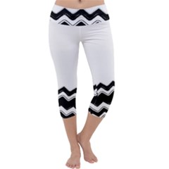 Chevrons Black Pattern Background Capri Yoga Leggings